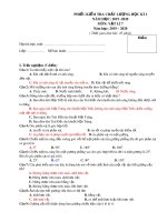 Phiếu kiểm tra chất lượng học kì 1 môn Vật lí lớp 7 năm học 2019-2020