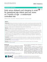 Early versus delayed cord clamping in small for gestational age infants and iron stores at 3 months of age - a randomized controlled trial