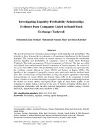 Investigating liquidity-profitability relationship: Evidence from companies listed in Saudi stock exchange (Tadawul)