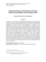 Deposit insurance, as the basis for ensuring financial sustainability of the banking system