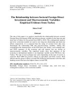 The relationship between sectoral foreign direct investment and macroeconomic variables: Empirical evidence from turkey