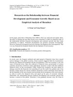 Research on the relationship between financial development and economic growth: Based on an empirical analysis of shenzhen