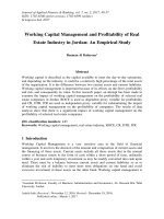 Working capital management and profitability of real estate industry in Jordan: An empirical study