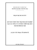 luận văn thạc sĩ kế toán thuế thu nhập doanh nghiệp tại các công ty cổ phần trên địa bàn thành phố hà nội 