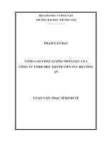 luận văn thạc sĩ nâng cao chất lượng nhân lực của công ty TNHH một thành viên 19 5, bộ công an 