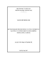 luận văn thạc sĩ kế toán doanh thu bán hàng và cung cấp dịch vụ tại công ty cổ phần dịch vụ hàng không thăng long (taseco) 