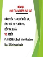 Bài giảng Soạn thảo văn bản pháp luật: Chương 0 - ThS Nguyễn Hữu Lạc