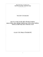 Quản lý nhà nước đối với hoạt động khai thác, bảo trì đối với hệ thống kết cấu hạ tầng giao thông tỉnh lộ trên địa bàn tỉnh hà nam 