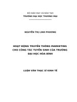 Hoạt động truyền thông marketing cho công tác tuyển sinh của trường đại học hòa bình 