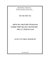 luận văn thạc sĩ kiểm tra thuế đối với doanh nghiệp trên địa bàn thành phố phủ lý, tỉnh hà nam 