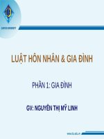 Bài giảng Luật Hôn nhân và gia đình: Phần 1 - Nguyễn Thị Mỹ Linh