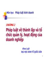Bài giảng Pháp luật kinh doanh: Chương 2 - Pháp luật về thành lập và tổ chức quản lý, hoạt động của doanh nghiệp