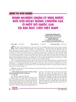 Kinh nghiệm quản lý nhà nước đối với hoạt động chuyển giá ở một số quốc gia và bài học cho Việt Nam
