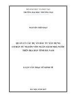 luận văn thạc sĩ quản lý các dự án đầu tư xây dựng cơ bản từ nguồn vốn ngân sách nhà nước trên địa bàn tỉnh hà nam 