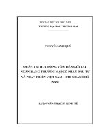 luận văn thạc sĩ quản trị huy động vốn tiền gửi tại ngân hàng thương mại cổ phần đầu tư và phát triển việt nam   chi nhánh hà nam 
