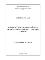 luận văn thạc sĩ quản trị rủi ro tín dụng tại ngân hàng thương mại cổ phần đầu tư và phát triển việt nam (2) 