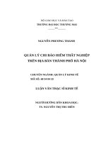 luận văn thạc sĩ quản lý chi bảo hiểm thất nghiệp trên địa bàn TP hà nội 