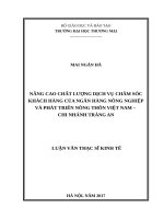 luận văn thạc sĩ nâng cao chất lượng dịch vụ chăm sóc khách hàng của ngân hàng nông nghiệp và phát triển nông thôn việt nam   chi nhánh tràng an 