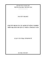 luận văn thạc sĩ chuyển dịch cơ cấu kinh tế nông nghiệp trên địa bàn huyện lý nhân, tỉnh hà nam 