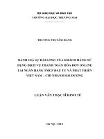 luận văn thạc sĩ đánh giá sự hài lòng của khách hàng sử dụng dịch vụ thanh toán hoá đơn online tại ngân hàng TMCP đầu tư và phát triển việt nam   chi nhánh hải dương 