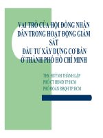 Bài giảng Vai trò của Hội đồng nhân dân trong hoạt động giám sát đầu tư xây dựng cơ bản ở thành phố Hồ Chí Minh
