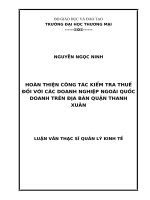 luận văn thạc sĩ hoàn thiện công tác kiểm tra thuế đối với các doanh nghiệp ngoài quốc doanh trên địa bàn quậnthanh xuân 