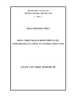luận văn thạc sĩ hoàn thiện hoạch định chiến lược kinh doanh của công ty cổ phần nhất nam 