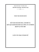 luận văn thạc sĩ kế toán doanh thu, chi phí và kết quả kinh doanh tại công ty cổ phần dịch vụ taxi ABC 