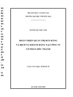 luận văn thạc sĩ hoàn thiện quản trị bán hàng và dịch vụ khách hàng tại công ty cổ phần siêu thanh 