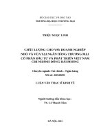 Chất lượng cho vay doanh nghiệp nhỏ và vừa tại ngân hàng thương mại cổ phần đầu tư và phát triển việt nam – chi nhánh đông hải phòng 