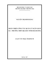 luận văn thạc sĩ hoàn thiện công tác quản lý ngân sách xã – phường trên địa bàn tỉnh hải dương 