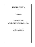 luận văn thạc sĩ giải pháp  hoàn thiện công tác chăm sóc khách hàng cho trung tâm chăm sóc khách hàng viettel  