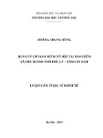 Quản lý chi bảo hiểm xã hội tại bảo hiểm xã hội thành phố phủ lý – tỉnh hà nam 