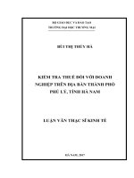luận văn thạc sĩ kiểm tra thuế đối với doanh nghiệp trên địa bàn thành phố phủ lý, tỉnh hà nam 
