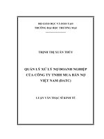 luận văn thạc sĩ quản lý xử lý nợ doanh nghiệp của công ty TNHH mua bán nợ việt nam (DATC 