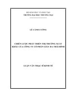 luận văn thạc sĩ chiến lược phát triển thị trường xuất khẩu của công ty cổ phần giày da thái bình 