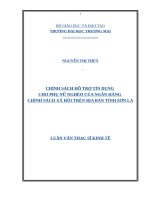 luận văn thạc sĩ chính sách hỗ trợ tín dụng cho phụ nữ nghèo của ngân hàng chính sách xã hội trên địa bàn tỉnh sơn la 