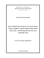 luận văn thạc sĩ quản trị rủi ro tín dụng tại ngân hàng nông nghiệp và phát triển nông thôn việt nam – chi nhánh huyện yên lập tỉnh phú thọ 