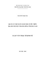 luận văn thạc sĩ quản lý chi ngân sách nhà nước trên địa bàn huyện thanh liêm, tỉnh hà nam 