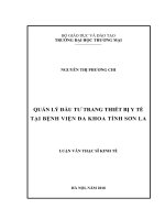luận văn thạc sĩ quản lý đầu tư trang thiết bị y tế tại bệnh viện đa khoa tỉnh sơn la 