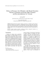 Policy on Prisoners, Sex Offenders with Mental Disorders: Practice of Germany and Some Other Countries and Recommendations for Vietnam