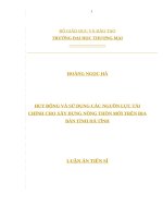 luận văn thạc sĩ huy động và sử dụng NLTC cho  XD NTM trên địa bàn tỉnh  hà tĩnh 