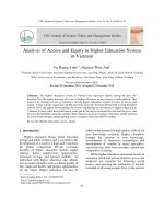 Analysis of Access and Equity in Higher Education System in Vietnam