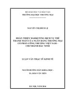 luận văn thạc sĩ hoàn thiện marketing dịch vụ thẻ thanh toán của ngân hàng thương mại cổ phần công thương việt nam – chi nhánh bắc ninh 