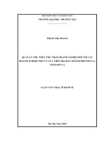 luận văn thạc sĩ quản lý thu thuế thu nhập doanh nghiệp đối với doanh nghiệp nhỏ và vừa trên địa bàn thành phố sơn la, tỉnh sơn la 