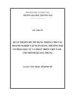 Quản trị rủi ro tín dụng trong cho vay doanh nghiệp tại ngân hàng thương mại cổ phần đầu tư và phát triển việt nam – chi nhánh quang trung 