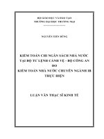 luận văn thạc sĩ kiểm toán chi ngân sách nhà nước tại bộ tư lệnh cảnh vệ do kiểm toán nhà nước chuyên ngành ib thực hiện 