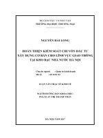 luận văn thạc sĩ hoàn thiện kiểm soát chi vốn đầu tư xây dựng cơ bản cho lĩnh vực giao thông tại kho bạc nhà nước hà nội 