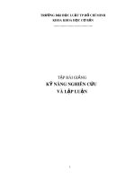 Tập bài giảng: Kỹ năng nghiên cứu và lập luận - TS. Lê Thị Hồng Vân (Chủ biên)