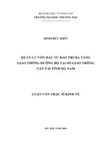 luận văn thạc sĩ quản lý vốn đầu tư bảo trì hạ tầng giao thông đường bộ tại sở giao thông vận tải tỉnh hà nam 